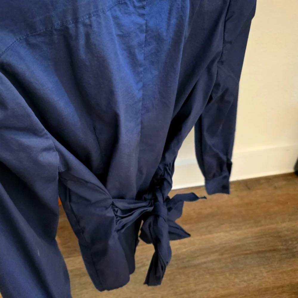 Blue Ruffled Button-Up Shirt - Picture 3 of 5